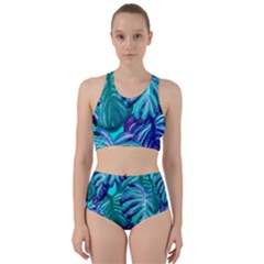 Leaves Tropical Palma Jungle Racer Back Bikini Set by Alisyart