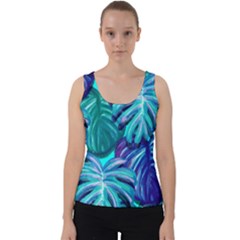 Leaves Tropical Palma Jungle Velvet Tank Top by Alisyart