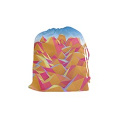 Background Mountains Low Poly Drawstring Pouch (Medium)