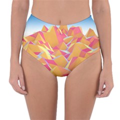 Background Mountains Low Poly Reversible High-Waist Bikini Bottoms