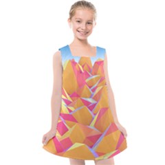 Background Mountains Low Poly Kids  Cross Back Dress