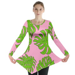 Leaves Tropical Plant Green Garden Long Sleeve Tunic 
