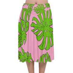 Leaves Tropical Plant Green Garden Velvet Flared Midi Skirt by Alisyart