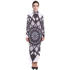 Mandala Flower Lotus Turtleneck Maxi Dress