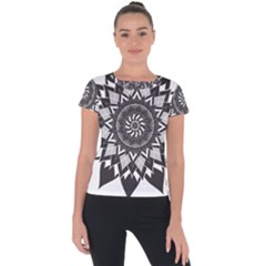 Mandala Flower Lotus Short Sleeve Sports Top  by Alisyart