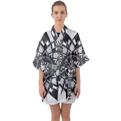 Mandala Flower Lotus Quarter Sleeve Kimono Robe by Alisyart