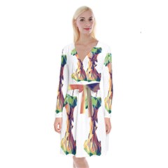 Illustrator Geometric Apple Long Sleeve Velvet Front Wrap Dress