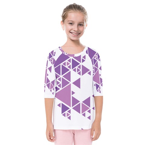 Art Purple Triangle Kids  Quarter Sleeve Raglan Tee by Mariart