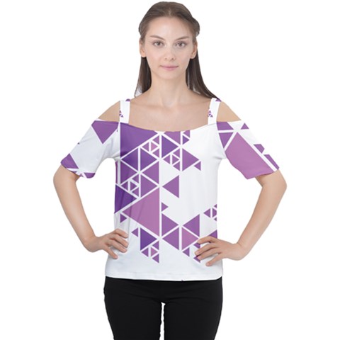 Art Purple Triangle Cutout Shoulder Tee by Mariart