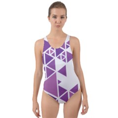 Art Purple Triangle Cut-out Back One Piece Swimsuit by Mariart