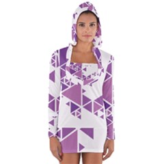 Art Purple Triangle Long Sleeve Hooded T-shirt by Mariart