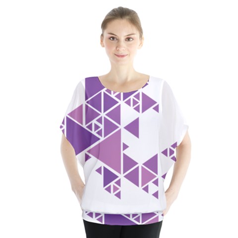 Art Purple Triangle Batwing Chiffon Blouse by Mariart