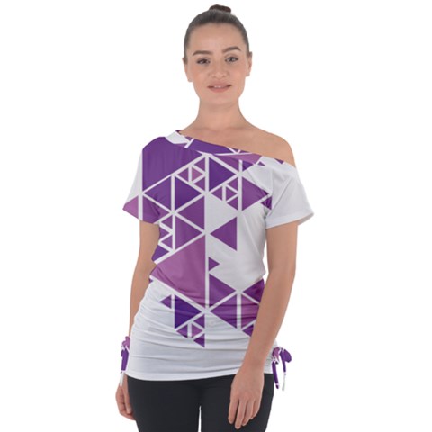 Art Purple Triangle Tie-up Tee by Mariart