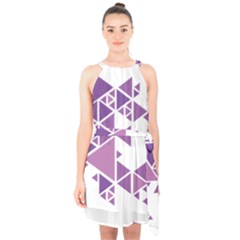 Art Purple Triangle Halter Collar Waist Tie Chiffon Dress by Mariart