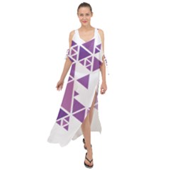 Art Purple Triangle Maxi Chiffon Cover Up Dress