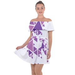 Art Purple Triangle Off Shoulder Velour Dress