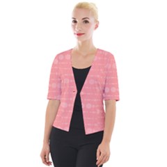 Background Polka Dots Pink Cropped Button Cardigan