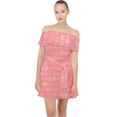 Background Polka Dots Pink Off Shoulder Chiffon Dress