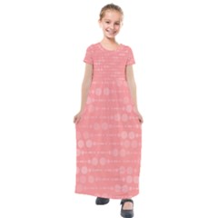 Background Polka Dots Pink Kids  Short Sleeve Maxi Dress