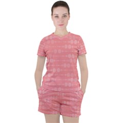 Background Polka Dots Pink Women s Tee And Shorts Set