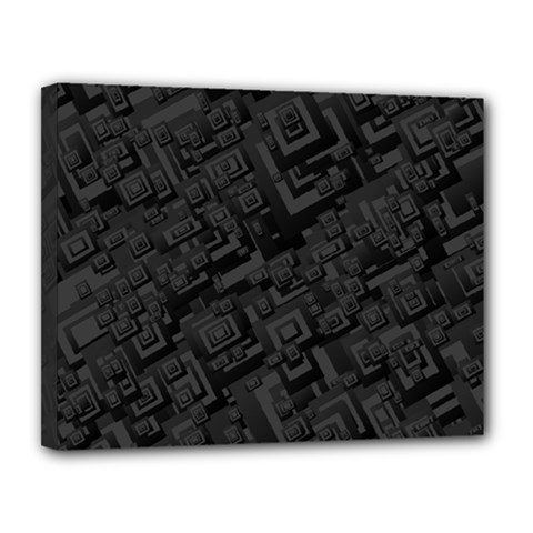 Black Rectangle Wallpaper Grey Canvas 14  X 11  (stretched)