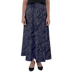 Black Rectangle Wallpaper Grey Flared Maxi Skirt by Mariart