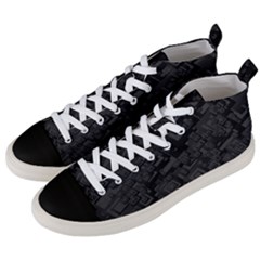 Black Rectangle Wallpaper Grey Men s Mid-top Canvas Sneakers by Mariart