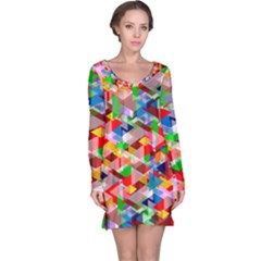 Background Triangle Rainbow Long Sleeve Nightdress