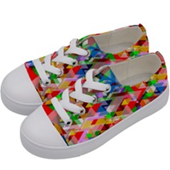 Background Triangle Rainbow Kids  Low Top Canvas Sneakers