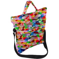 Background Triangle Rainbow Fold Over Handle Tote Bag