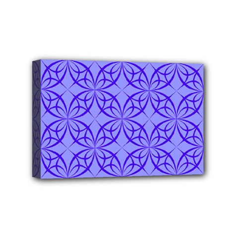 Blue Curved Line Mini Canvas 6  X 4  (stretched)