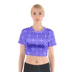 Blue Curved Line Cotton Crop Top by Mariart