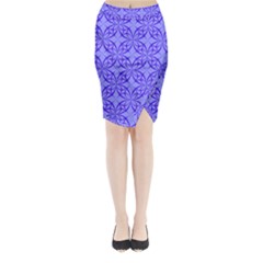 Blue Curved Line Midi Wrap Pencil Skirt by Mariart