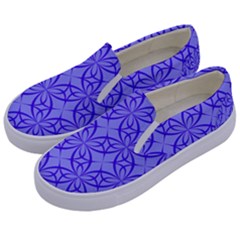 Blue Curved Line Kids  Canvas Slip Ons by Mariart