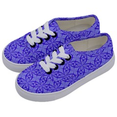 Blue Curved Line Kids  Classic Low Top Sneakers by Mariart