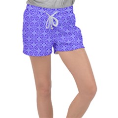 Blue Curved Line Women s Velour Lounge Shorts by Mariart