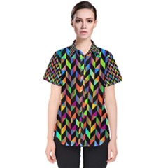 Abstract Geometric Women s Short Sleeve Shirt