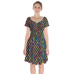 Abstract Geometric Short Sleeve Bardot Dress by Mariart