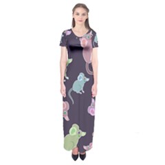 Animals Mouse Short Sleeve Maxi Dress by Mariart