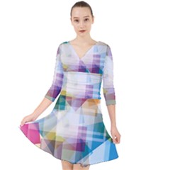 Abstract Background Quarter Sleeve Front Wrap Dress