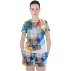 Abstract Background Women s Tee And Shorts Set