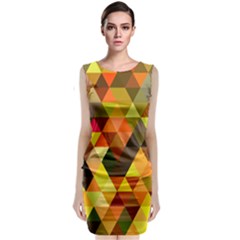 Abstract Geometric Triangles Shapes Sleeveless Velvet Midi Dress