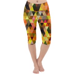 Abstract Geometric Triangles Shapes Lightweight Velour Cropped Yoga Leggings