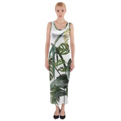 Botanical Illustration Palm Leaf Fitted Maxi Dress by Mariart