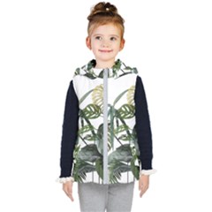 Botanical Illustration Palm Leaf Kids  Hooded Puffer Vest by Mariart