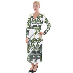 Botanical Illustration Palm Leaf Velvet Maxi Wrap Dress by Mariart