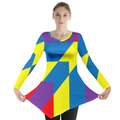 Colorful Red Yellow Blue Purple Long Sleeve Tunic  by Mariart