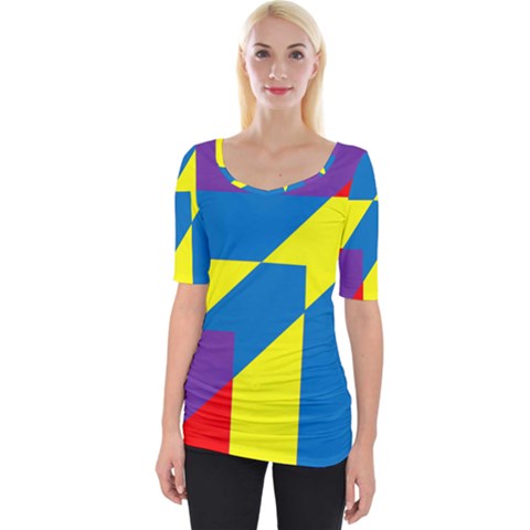 Colorful Red Yellow Blue Purple Wide Neckline Tee by Mariart