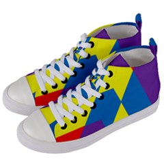 Colorful Red Yellow Blue Purple Women s Mid-top Canvas Sneakers