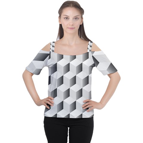 Cube Isometric Cutout Shoulder Tee by Mariart